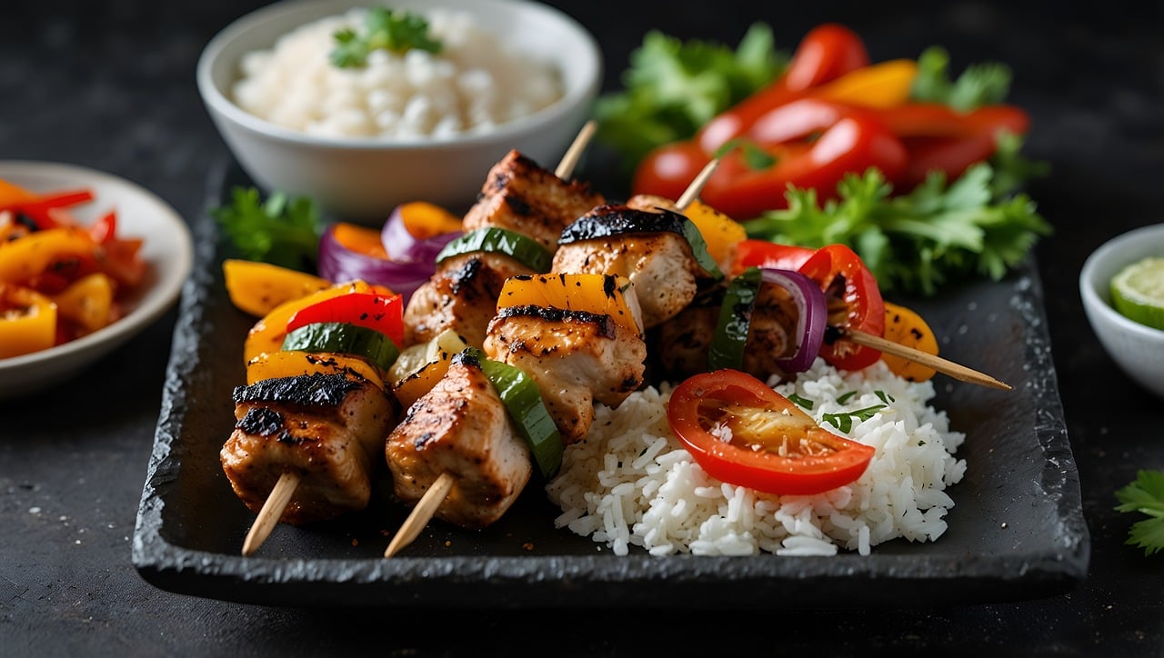 Grillade kycklingspett